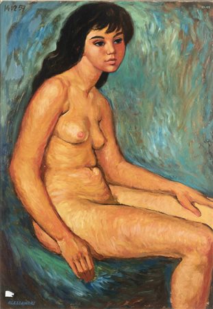 LORENZO ALESSANDRI<BR>Torino 1927 - 2000<BR>"Lu51- Ritratto di modella" 14/12/1957