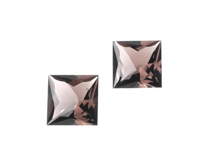 COPPIA DI QUARZI FUMé PER CT 38.91 di forma quadrata, taglio misto, mm...