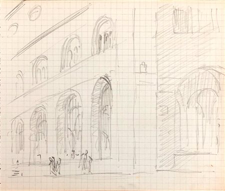 GALILEO CHINI (1873-1956) - Firenze: palazzo, 1944