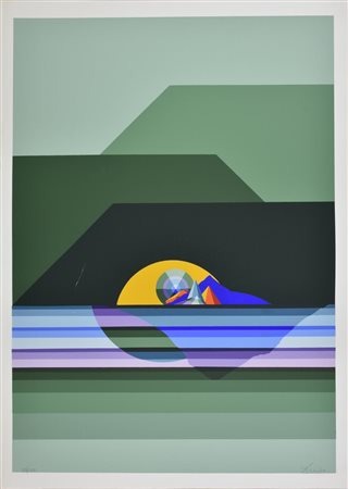 Keizo Morishita SENZA TITOLO VERDE SALVIA serigrafia su carta, cm 70x50; es....