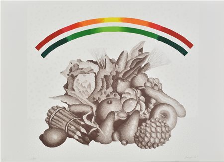 Concetto Pozzati SENZA TITOLO coppia di serigrafie su carta, cm 50x70...