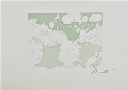 Luca Alinari LA PASSEGGIATA incisione su carta Fabriano, battuta cm 30x39, su...