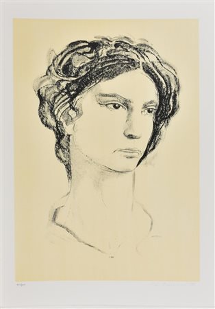 Pietro Annigoni RITRATTO litografia su carta, cm 70x50; es. 100/100 firma