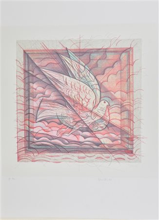Floriano Bodini COLOMBA ROSA litografia su carta Fabriano, cm 70x50; es....