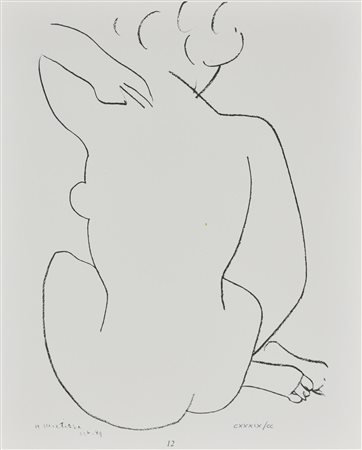 Henri Matisse NUDO DI SCHIENA litografia su carta (d'apres), cm 43x33,5; es....