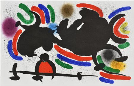 Joan Miro' SENZA TITOLO litografia su carta (d'apres), cm 34x52,2; litografia...