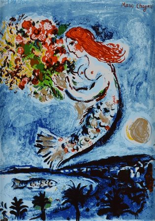 Marc Chagall LA BAIA DEGLI ANGELI serigrafia su lastra in argento 800...