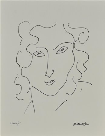 Henri Matisse STUDIO DI DONNA litografia su carta (d'apres), cm 43x33,5; es....