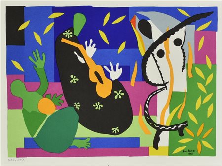 Henri Matisse TRISTEZZA DI RE litografia su carta (d'apres), cm 33,5x43; es....
