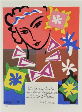 Henri Matisse INVITO AL BALLO litografia su carta (d'apres), cm 43x33,5; es....