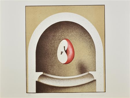 Vanni Viviani NICCHIA CON MELA litografia su carta, cm 50x70; es. 37/100 firma
