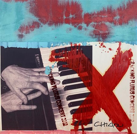 Giuseppe Chiari CRACKING FLUXUS CONCERT 2002 tecnica mista e collage su...