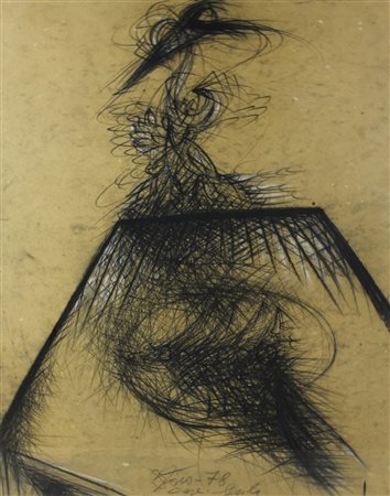 Pietro Bisio SENZA TITOLO tecnica mista su carta applicata su tavola, cm...