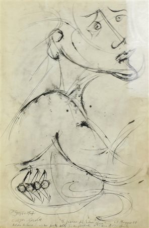 Pietro Bisio IL PRANZO DI SILVER SPOSA tecnica mista su carta applicata su...