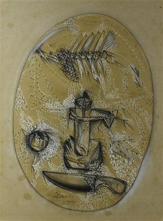 Pietro Bisio NON SI VIVE SENZA MISTERO tecnica mista su carta applicata su...