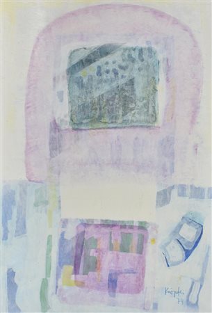 Claudio Knopfli SENZA TITOLO tecnica mista su cartoncino, cm 98x68 firma e...