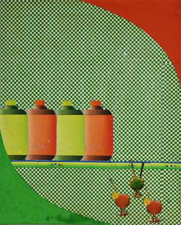 Dando SENZA TITOLO collage su cartoncino, cm 71,5x57 firma e data eseguito...