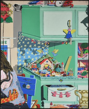 Corrado Porchietti IL PRESEPIO tecnica mista su tela, cm 100x80 firma e data...