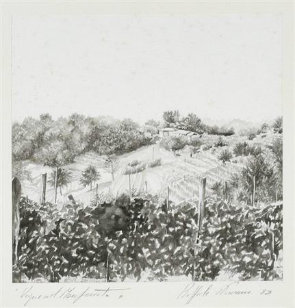 Raffaele Nocerino VIGNE DEL MONFERRATO acquarello su carta, cm 21x21 firma,...