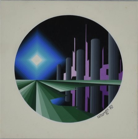 Giorgi SENZA TITOLO tecnica mista su carta, diam cm 15,5 firma e data...