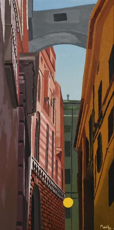 Maco' MILANO SCORCIO acrilico su tela, cm 60x30 firma e data sul retro:...