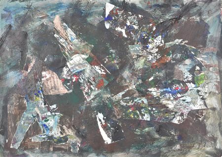 Anonimo COMPOSIZIONE olio, tempera e collage su cartone, cm 50x70