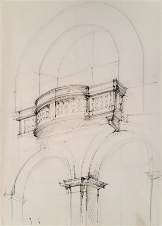 Ignoto STUDIO DI ELEMENTI ARCHITETTONICI inchiostro marrone e grafite su...