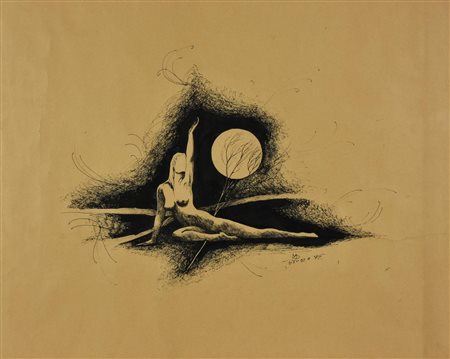 Ignoto FIGURA FEMMINILE china su carta, cm 50x60 firma e data eseguita nel...