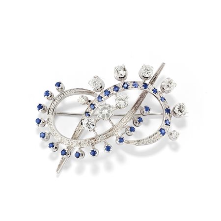 Spilla con zaffiri e diamanti