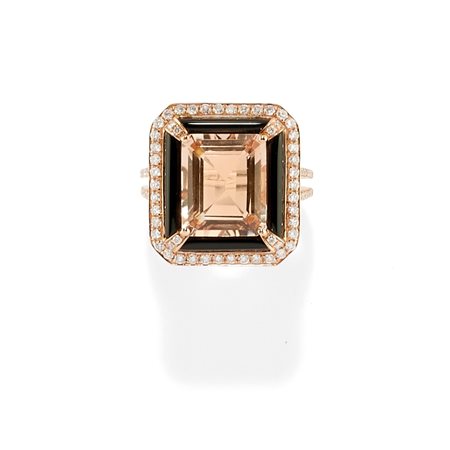 Anello con morganite, onice e diamanti