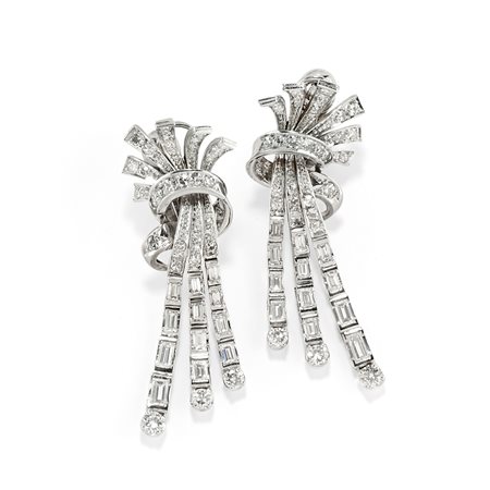 Orecchini pendenti con diamanti, 1950 circa