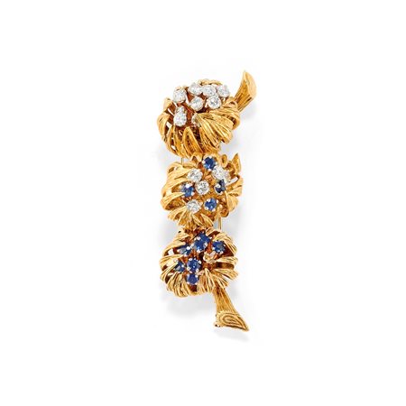 Spilla con zaffiri e diamanti