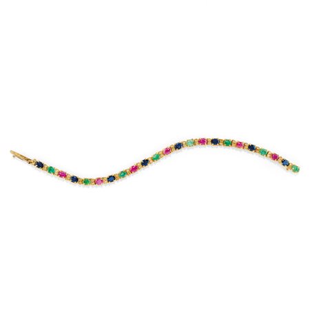 Bracciale con diamanti, rubini, zaffiri e smeraldi