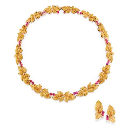 Demi parure con rubini