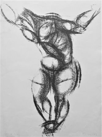 Ignoto SENZA TITOLO litografia, cm 67x50 eseguita nel 1962 epreuve 2/2 firma