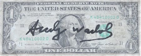 Andy Warhol SENZA TITOLO banconota, cm 6,5x15 firma in cornice