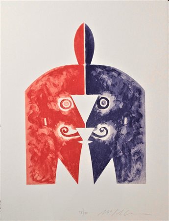 Mimmo Paladino SENZA TITOLO litografia collage, cm 60,5x45,5 es. 58/100 firma