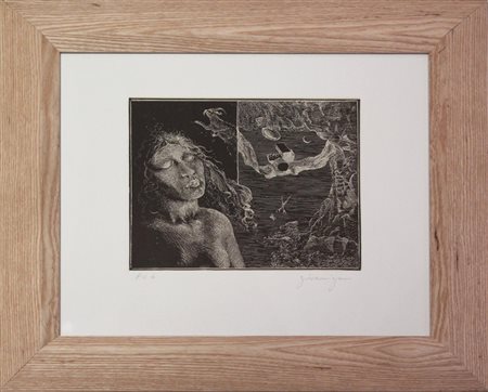 Giovanni Gromo SENZA TITOLO incisione, cm 20x25, su foglio cm 34x40 firma es....