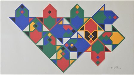 Angelo Giuseppe Bertolio SENZA TITOLO collage, cm 40x70 firma eseguito nel 1984