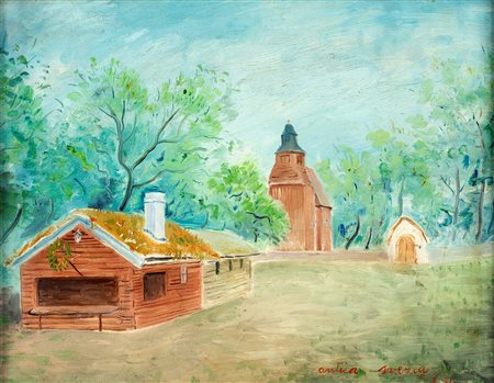 Umberto Lilloni - Antica Svezia - Titolo e firma in basso a destra - Olio su...