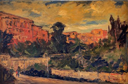 Achille Sdruscia - Veduta di Roma - Firma e data in basso a destra - Olio su...