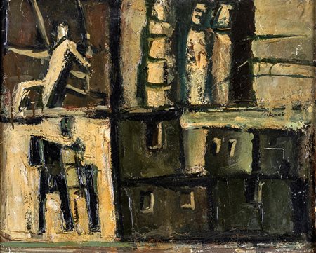 Mario Sironi - Composizione - Al verso reca titolo e firma. Etichetta della...