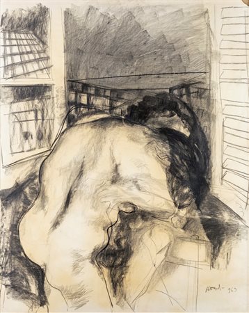 Ugo Attardi - Gli amanti - Firma e data in basso a destra - Matita,...