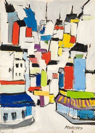 Sante Monachesi - Paesaggio Parigino - Firma in basso a destra. Al verso reca...