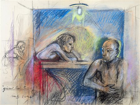 Alberto Sughi - Giorni tristi - Firma e titolo sul fronte in basso a sinistra...