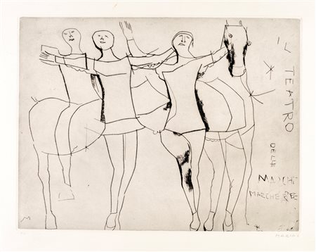 Marino Marini - Il teatro delle maschere - Firma e numerazione sul fronte...