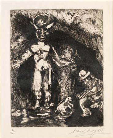 Marc Chagall - L'homme et l'idole de bois - Firma e numerazione sul fronte in...