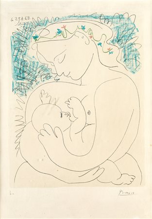 Pablo Picasso - Senza titolo - Firma e numerazione a matita sul fronte in...