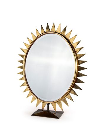 Giacomo Manzù - Specchiera - Cristallo, legno, ottone. - altezza cm 87x72x21 -