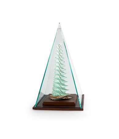 Mario Ceroli - L'albero della vita - Entro teca originale in cristallo. Firma...